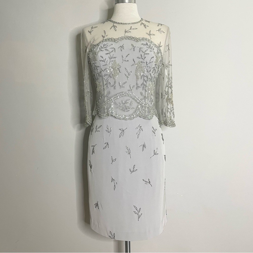 LARA DESIGN Sheer Overlay Bead & Sequined Bodice Formal Dress